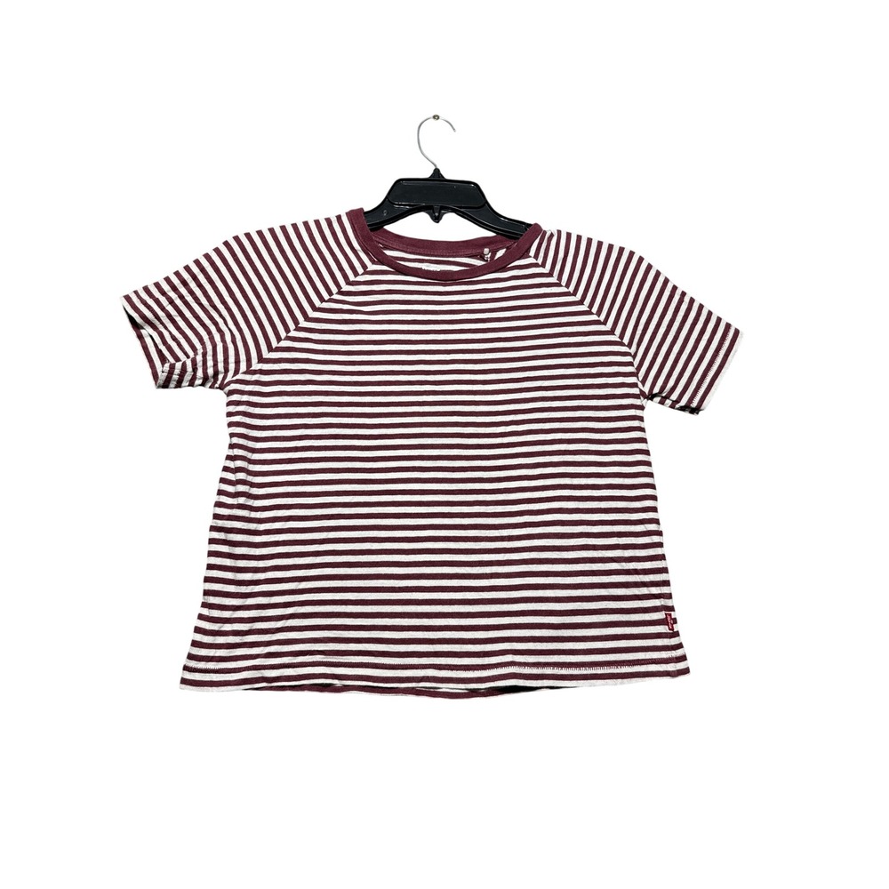 Levi's Striped T-Shirt Womens Small Burgundy Excellent Short Sleeve Raglan
